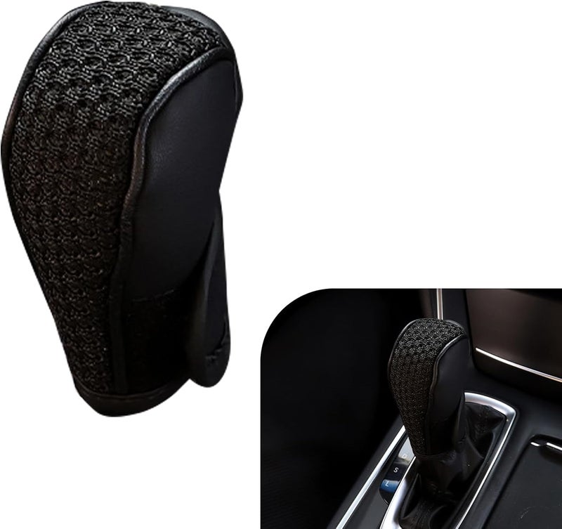 Zikefest Car Gear Shift Cover, Leather Gear Shift Knob Cover, Anti-Slip Waterproof Shifter knob Protector, for SUV, Truck, RV, Car Decoration Accessories (Black) - Image 1